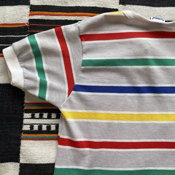 Vintage 70’s Boy’s Striped Ringer Tee Shirt. Stone Apparel. Size 14 Vintage. USA - Picture 10 of 14